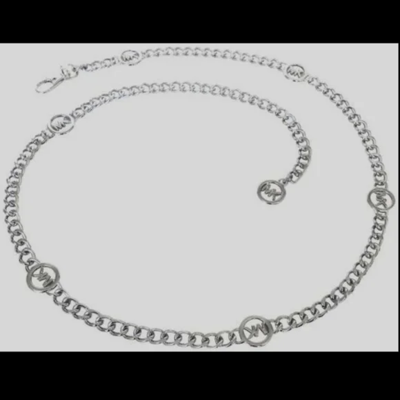 Last One Michael Kors Silver Logo Chain Belt - Picture 1 of 5